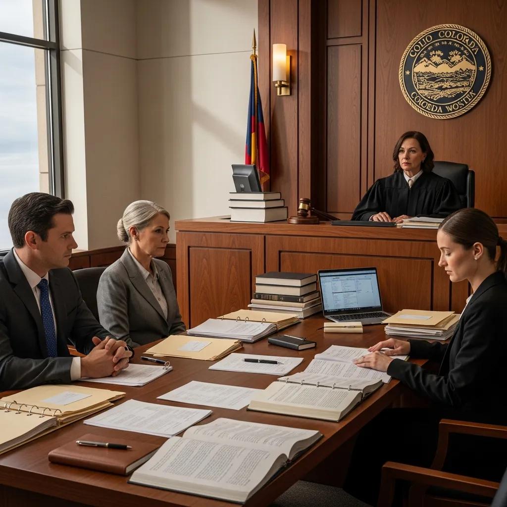 Courtroom scene depicting the probate process in Colorado